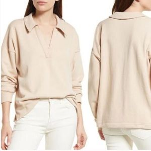 Madewell cotton-hemp oversized polo sweatshirt
